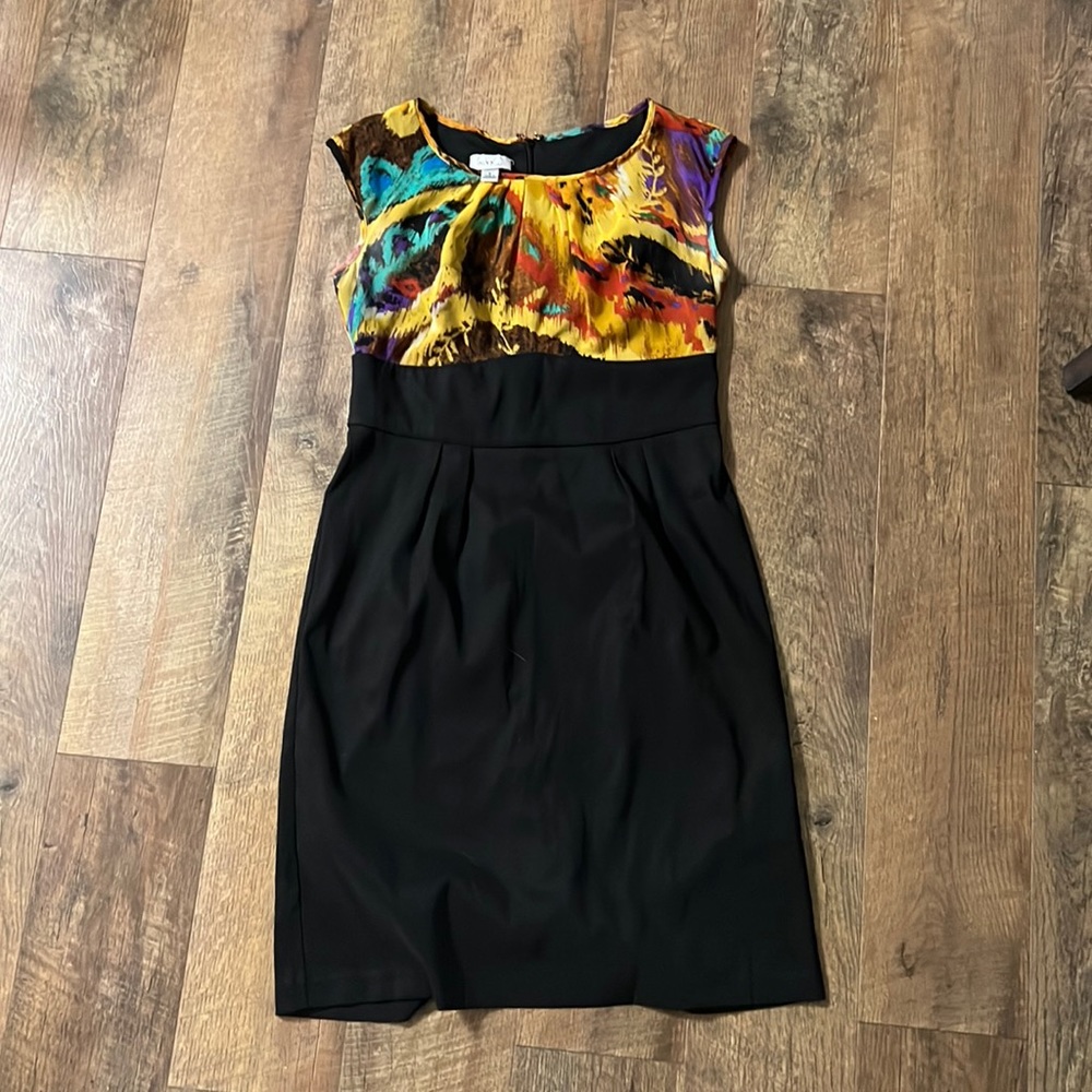 A slightly above the knee, colorful top dress